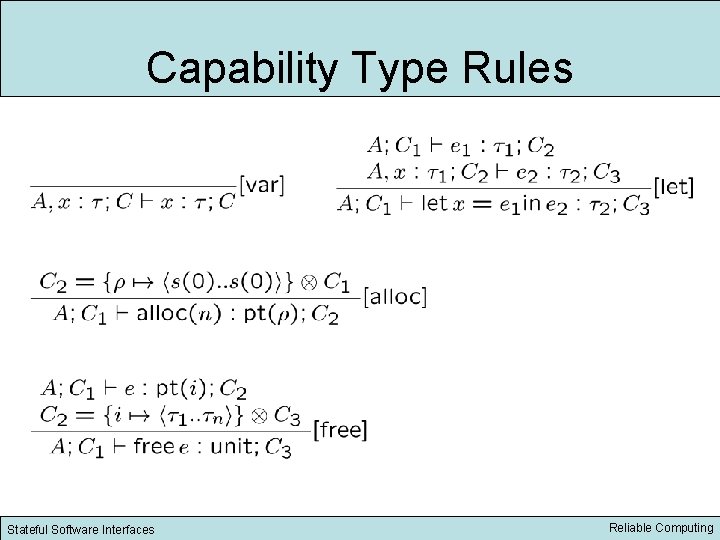 Capability Type Rules Stateful Software Interfaces Reliable Computing 