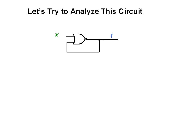 Let’s Try to Analyze This Circuit x f 