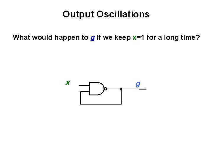 Output Oscillations What would happen to g if we keep x=1 for a long