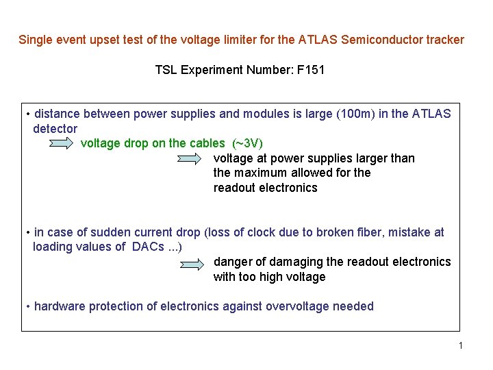 Single event upset test of the voltage limiter