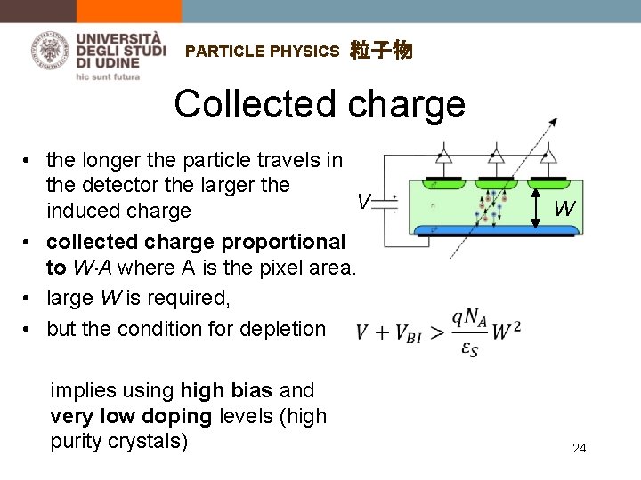 PARTICLE PHYSICS 粒子物 Collected charge • the longer the particle travels in the detector