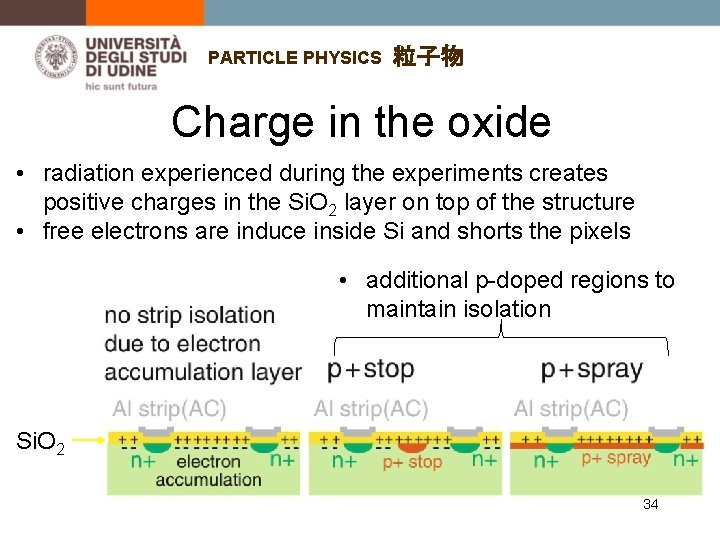 PARTICLE PHYSICS 粒子物 Charge in the oxide • radiation experienced during the experiments creates