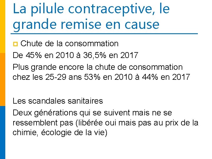 La pilule contraceptive, le grande remise en cause Chute de la consommation De 45%