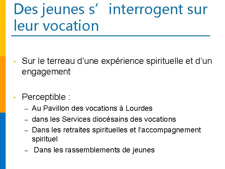Des jeunes s’interrogent sur leur vocation • Sur le terreau d’une expérience spirituelle et