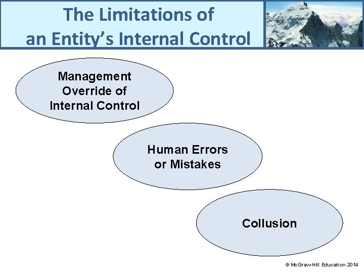 The Limitations of an Entity’s Internal Control Management Override of Internal Control Human Errors