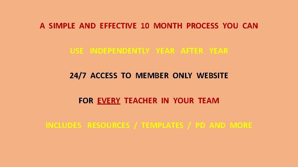 A SIMPLE AND EFFECTIVE 10 MONTH PROCESS YOU CAN USE INDEPENDENTLY YEAR AFTER YEAR