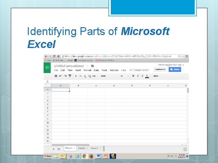 Identifying Parts of Microsoft Excel 