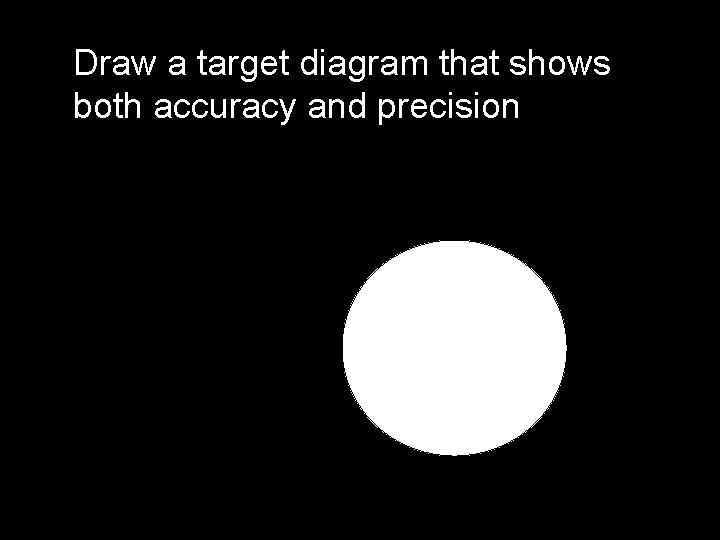 Draw a target diagram that shows both accuracy and precision 