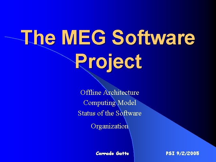 The MEG Software Project Offline Architecture Computing Model