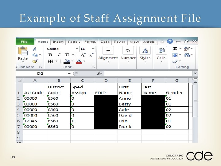 Example of Staff Assignment File 13 