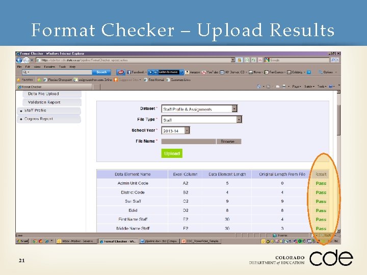 Format Checker – Upload Results 21 