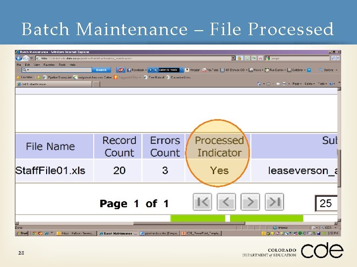 Batch Maintenance – File Processed 28 