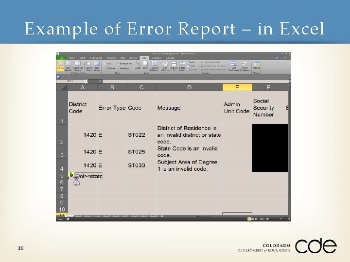 Example of Error Report – in Excel 38 