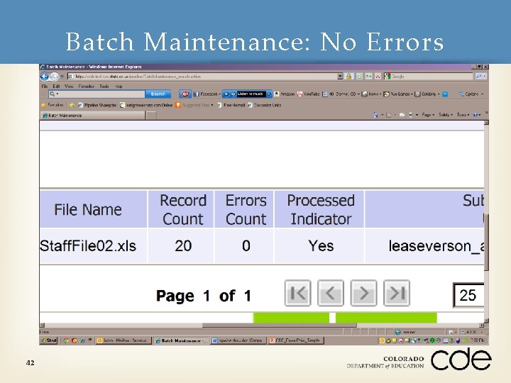 Batch Maintenance: No Errors 42 