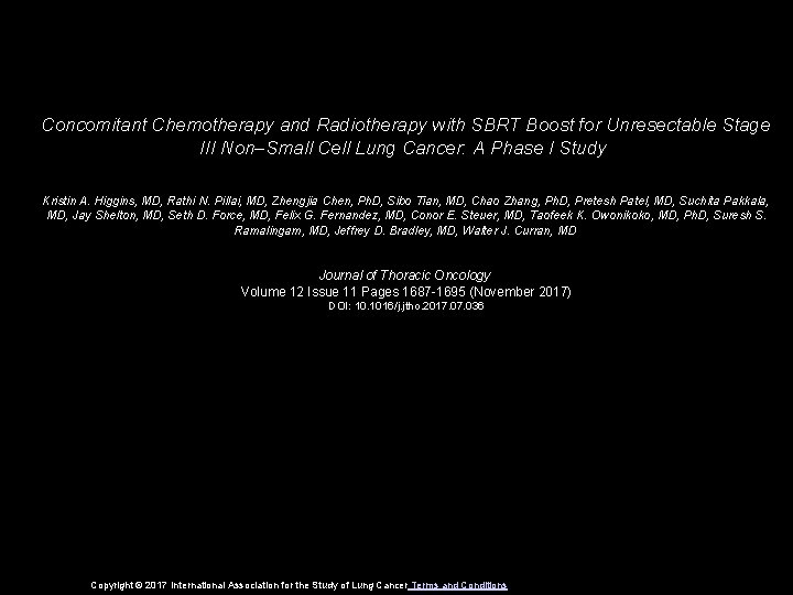 Concomitant Chemotherapy and Radiotherapy with SBRT Boost for Unresectable Stage III Non–Small Cell Lung