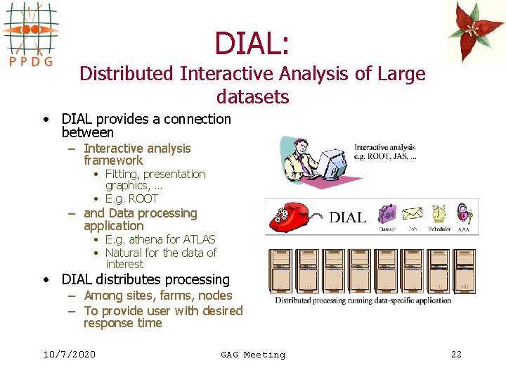 DIAL: Distributed Interactive Analysis of Large datasets • DIAL provides a connection between –