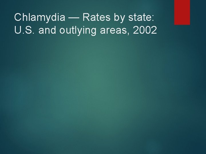 Chlamydia — Rates by state: U. S. and outlying areas, 2002 