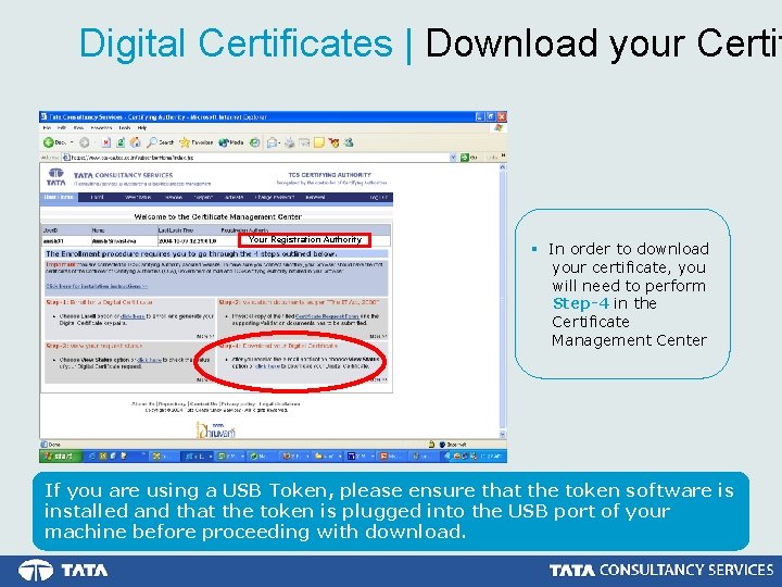 Digital Certificates | Download your Certif Your Registration Authority § In order to download