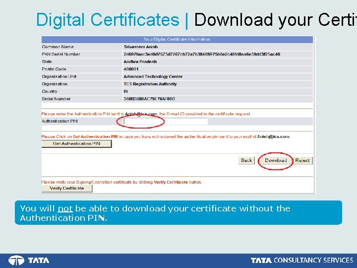 Digital Certificates | Download your Certif You will not be able to download your
