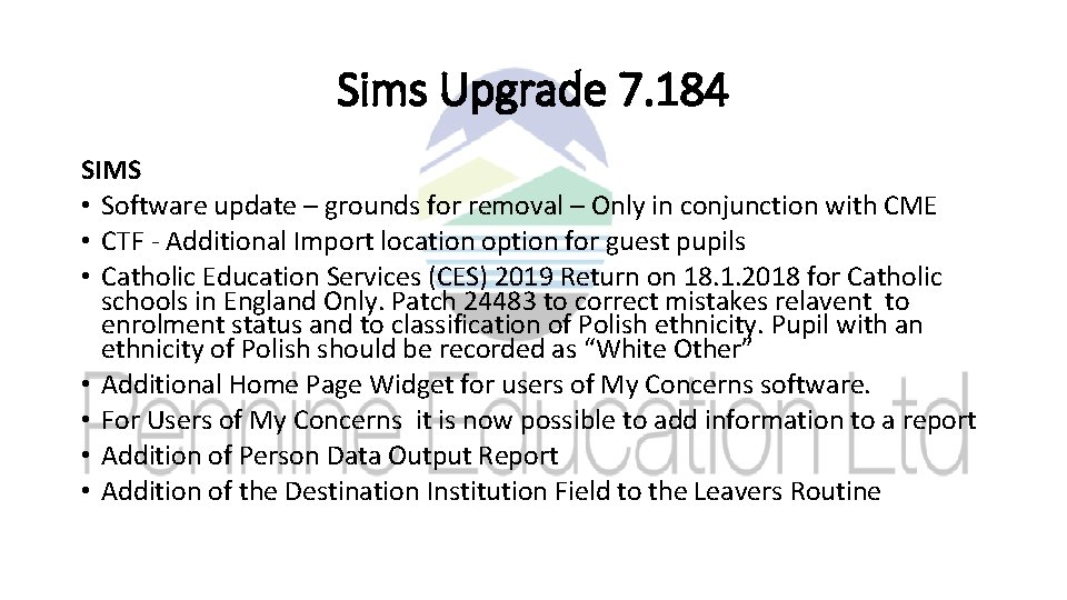 Sims Upgrade 7. 184 SIMS • Software update – grounds for removal – Only