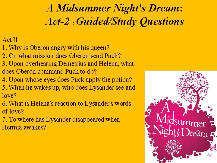 A Midsummer Nights Dream Dramatis Personae The Characters