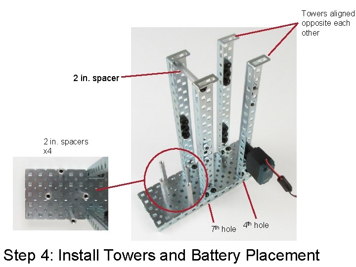 Towers aligned opposite each other 2 in. spacers x 4 th 7 th hole