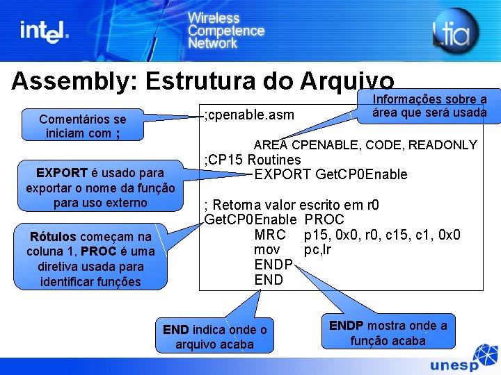 Assembly: Estrutura do Arquivo ; cpenable. asm Comentários se iniciam com ; AREA CPENABLE, Assembly: Estrutura do Arquivo ; cpenable. asm Comentários se iniciam com ; AREA CPENABLE,