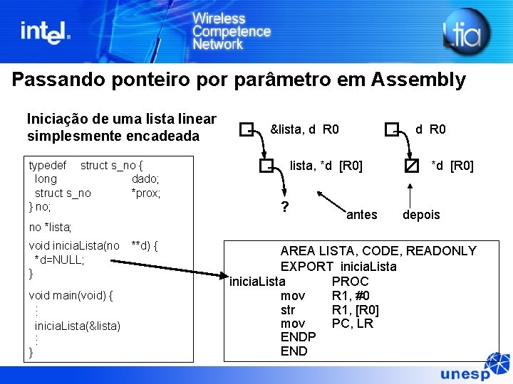 Passando ponteiro por parâmetro em Assembly Iniciação de uma lista linear simplesmente encadeada typedef Passando ponteiro por parâmetro em Assembly Iniciação de uma lista linear simplesmente encadeada typedef