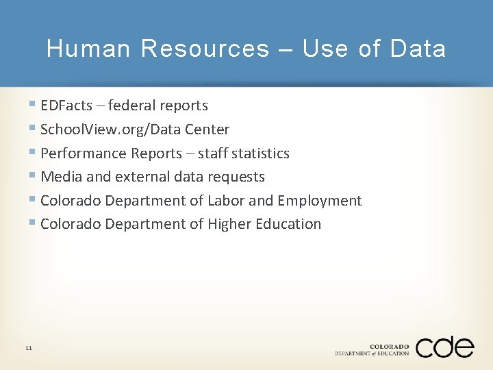 Human Resources – Use of Data § EDFacts – federal reports § School. View.
