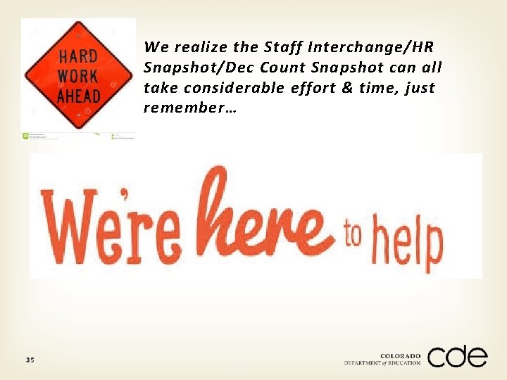 We realize the Staff Interchange/HR Snapshot/Dec Count Snapshot can all take considerable effort &