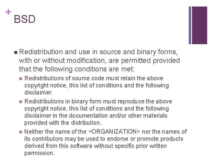 + BSD n Redistribution and use in source and binary forms, with or without + BSD n Redistribution and use in source and binary forms, with or without