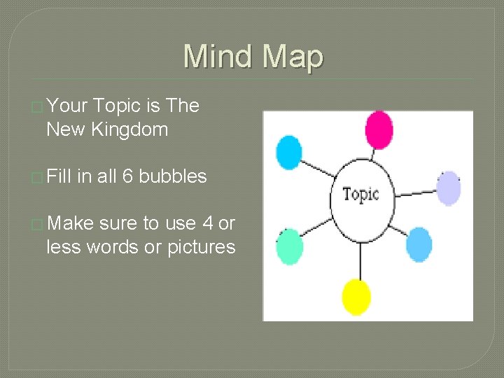 Mind Map � Your Topic is The New Kingdom � Fill in all 6