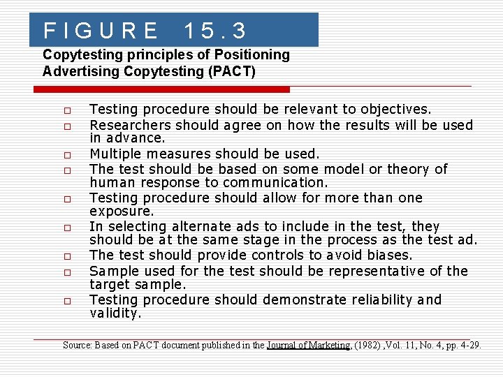 FIGURE 15. 3 Copytesting principles of Positioning Advertising Copytesting (PACT) o o o o FIGURE 15. 3 Copytesting principles of Positioning Advertising Copytesting (PACT) o o o o