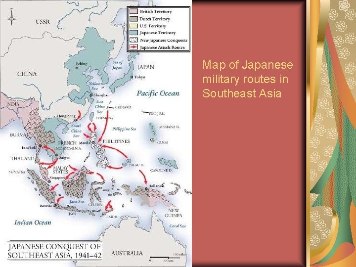 s Map of Japanese military routes in Southeast Asia 