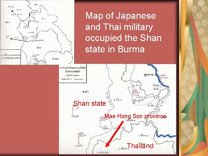 Map of Japanese and Thai military occupied the Shan state in Burma Shan state