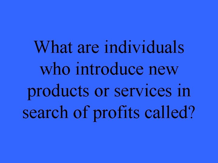 What are individuals who introduce new products or services in search of profits called?