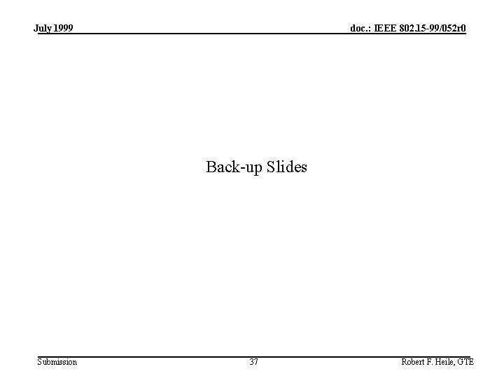 July 1999 doc. : IEEE 802. 15 -99/052 r 0 Back-up Slides Submission 37