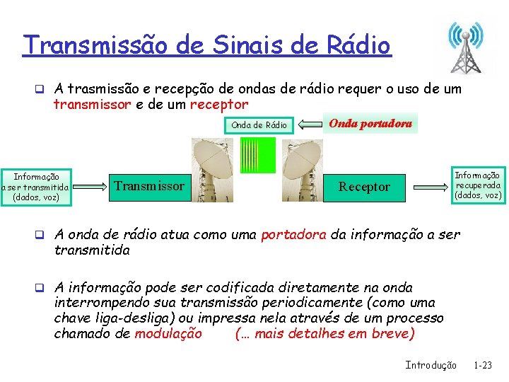 Transmissão de Sinais de Rádio q A trasmissão e recepção de ondas de rádio