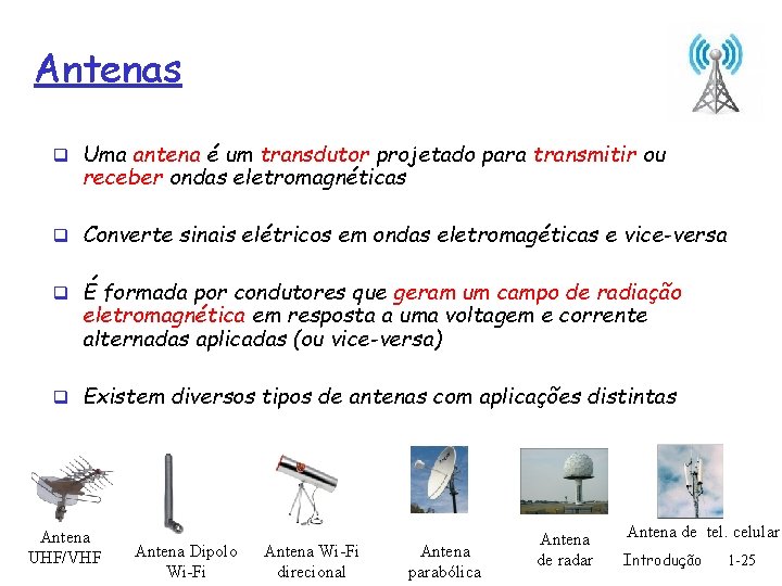Antenas q Uma antena é um transdutor projetado para transmitir ou receber ondas eletromagnéticas