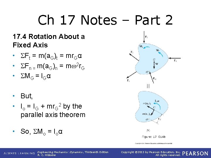 Ch 17 Notes – Part 2 17. 4 Rotation About a Fixed Axis • Ch 17 Notes – Part 2 17. 4 Rotation About a Fixed Axis •