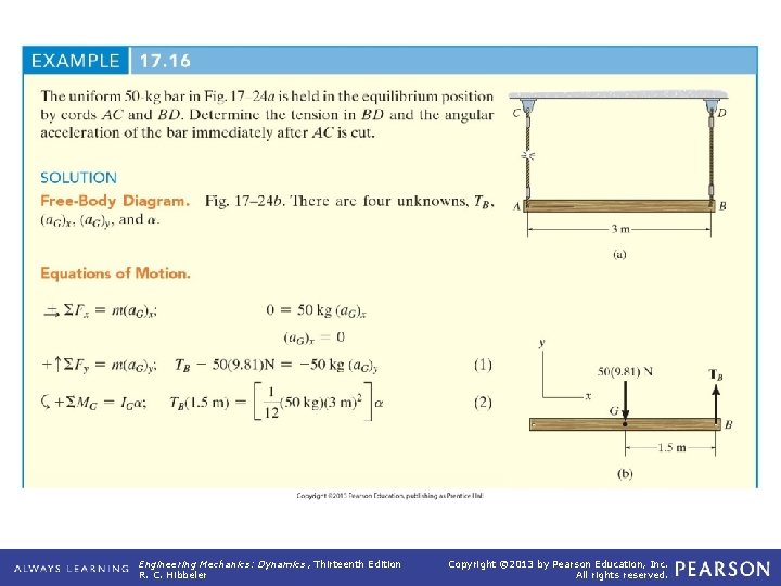 Example 17. 16 Engineering Mechanics: Dynamics , Thirteenth Edition R. C. Hibbeler Copyright © Example 17. 16 Engineering Mechanics: Dynamics , Thirteenth Edition R. C. Hibbeler Copyright ©