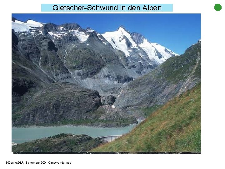 Gletscher-Schwund in den Alpen 1900 und 2000. Aufnahme der Pasterzenzunge mit Großglockner (3798 m)