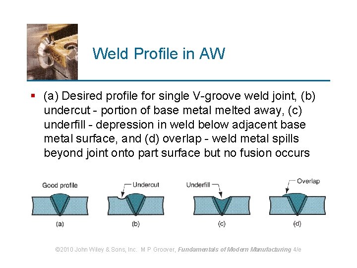 Weld Profile in AW § (a) Desired profile for single V-groove weld joint, (b)