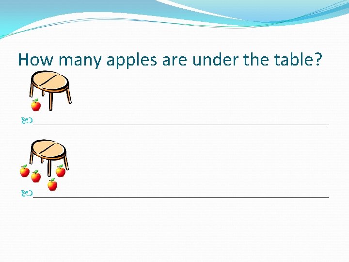 How many apples are under the table? _______________________________________________ 