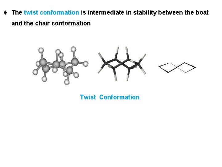 t The twist conformation is intermediate in stability between the boat and the chair