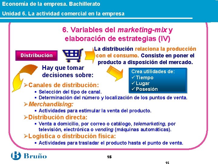 Economía de la empresa. Bachillerato Unidad 6. La actividad comercial en la empresa 6.