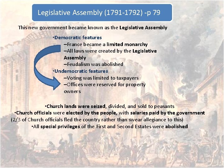 Legislative Assembly (1791 -1792) -p 79 This new government became known as the Legislative