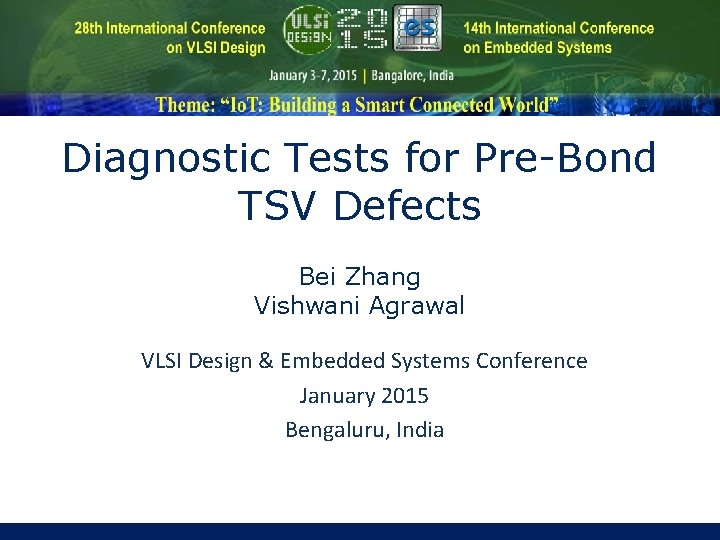 Diagnostic Tests for Pre-Bond TSV Defects Bei Zhang Vishwani Agrawal VLSI Design & Embedded