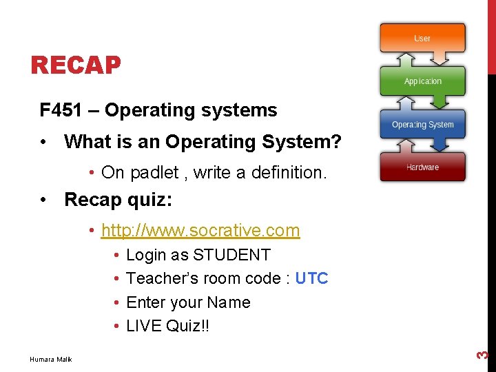 RECAP F 451 – Operating systems • What is an Operating System? • On RECAP F 451 – Operating systems • What is an Operating System? • On