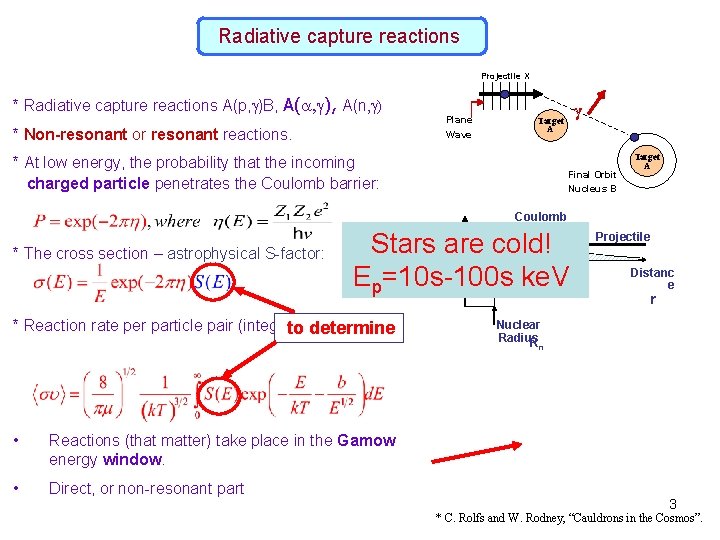 Radiative capture reactions Projectile X * Radiative capture reactions A(p, )B, A(a, ), A(n,